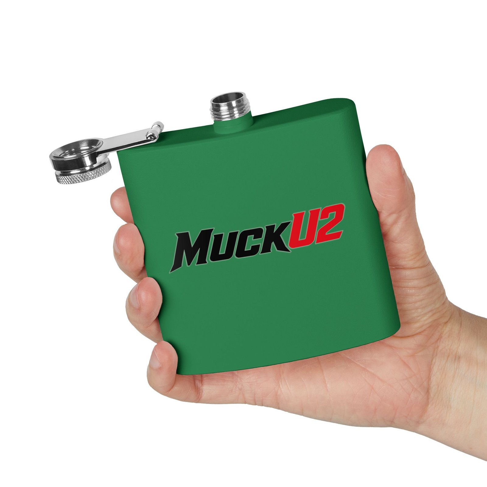 MuckU2 Flask – Black & Red Logo Poker Flask