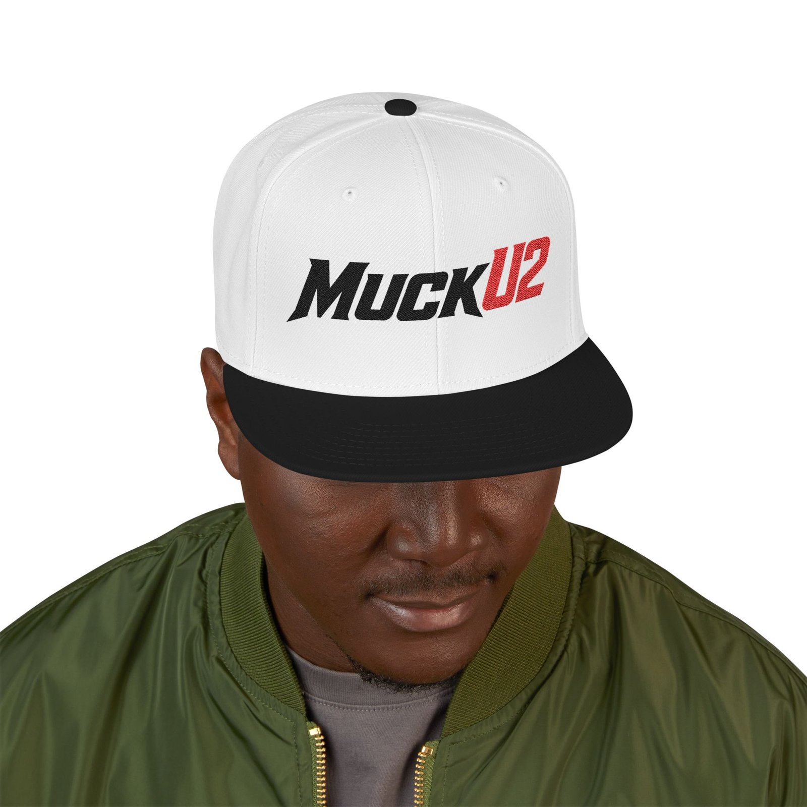 MuckU2 Snapback Poker Cap – Black & Red Logo