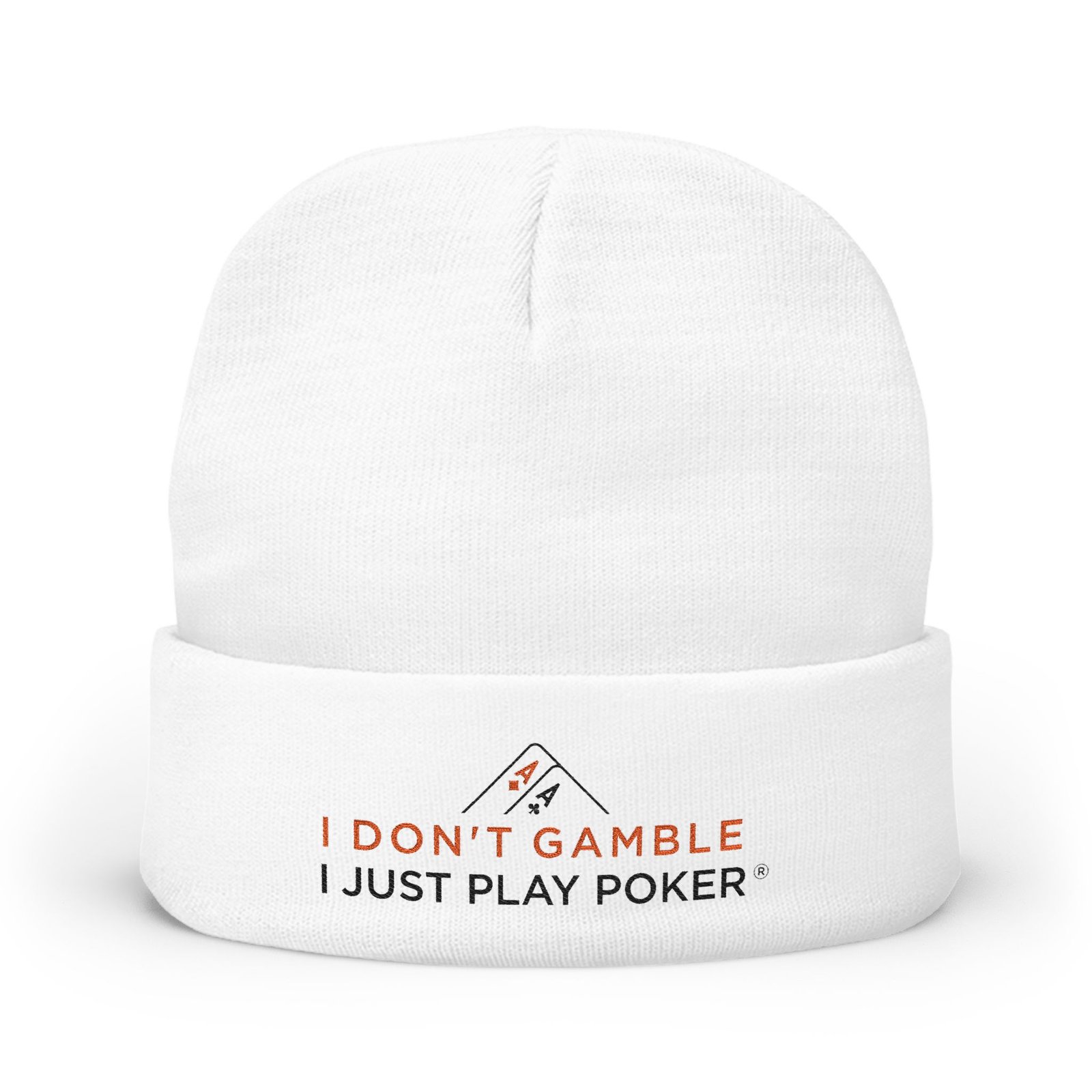 I Don’t Gamble, I Just Play Poker Beanie – Red & Black Logo