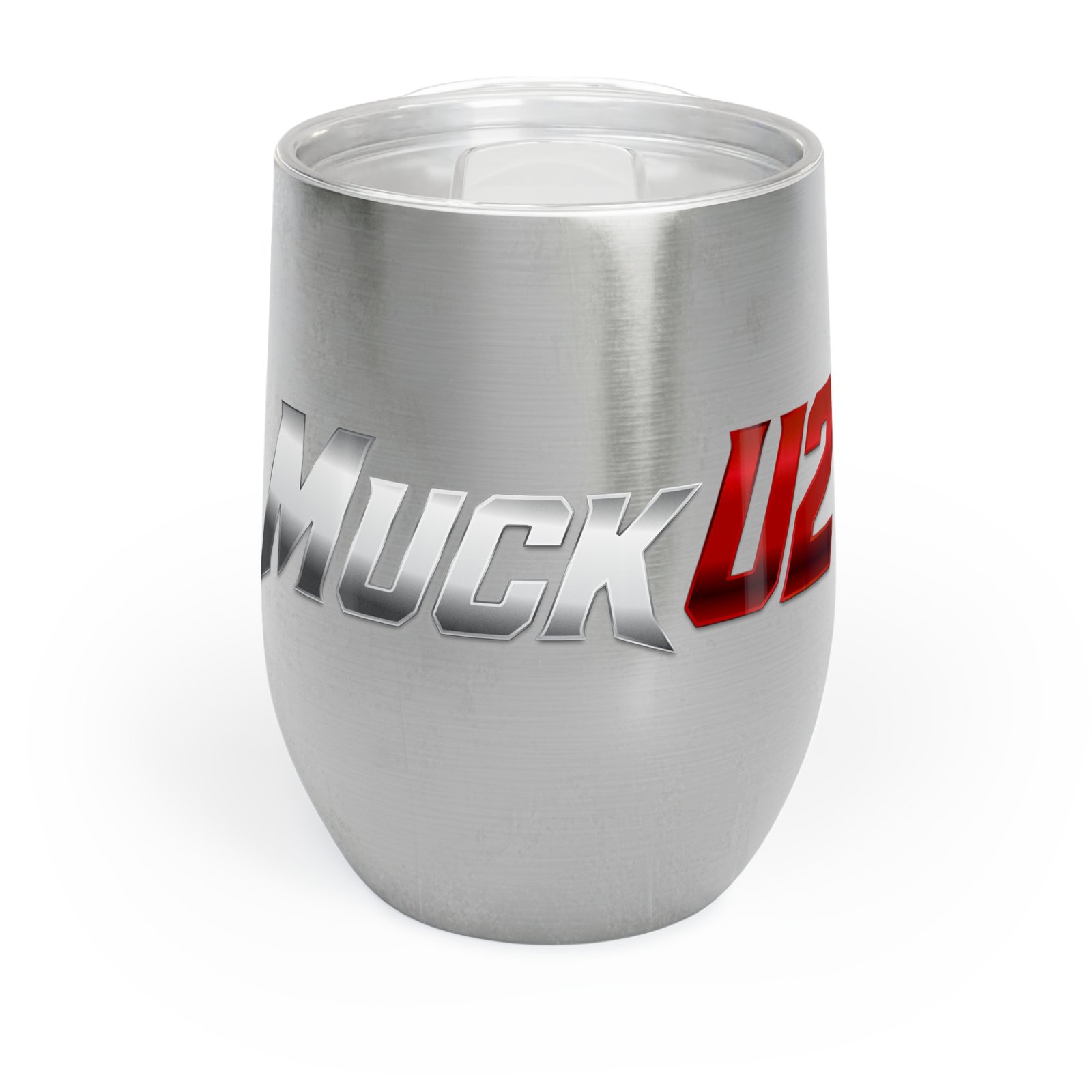 MuckU2 Wine Tumbler – Gradient Silver & Red Poker Logo