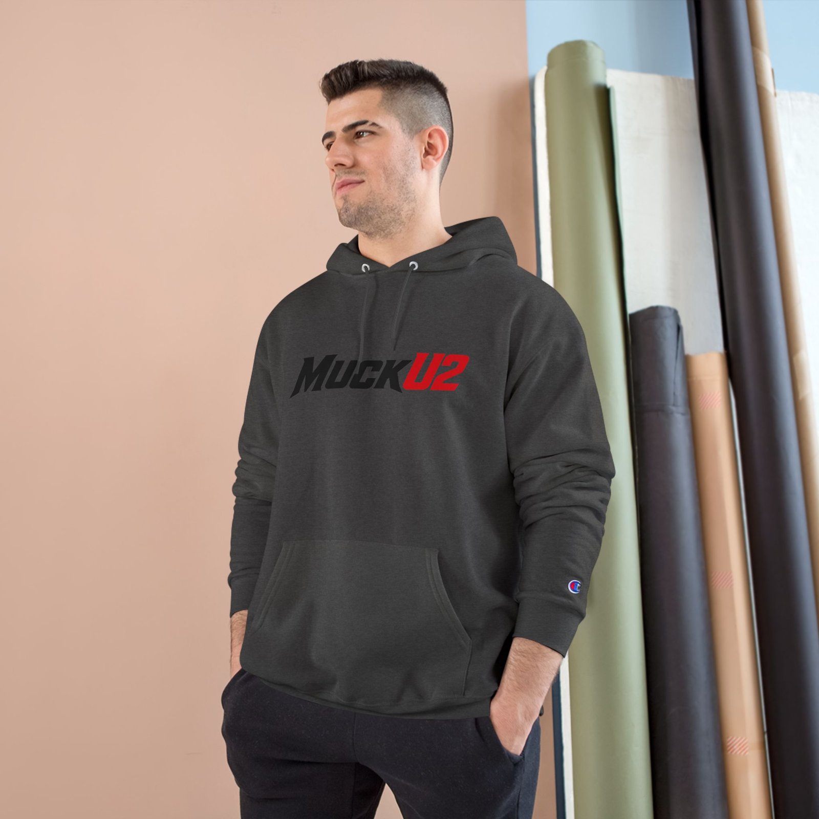 MuckU2 Hoodie – Black & Red Logo Poker Pullover