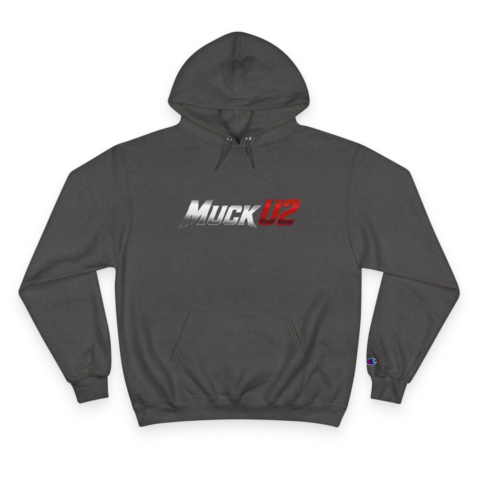 MuckU2 Hoodie – Silver & Red Logo Poker Pullover