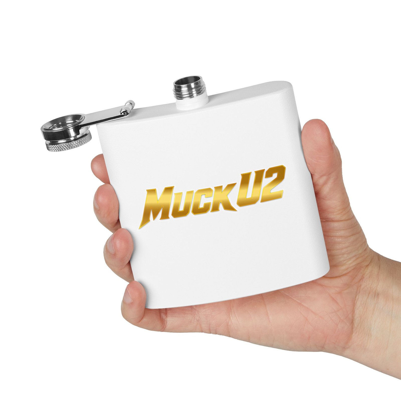 MuckU2 Flask – Gold Logo Poker Flask