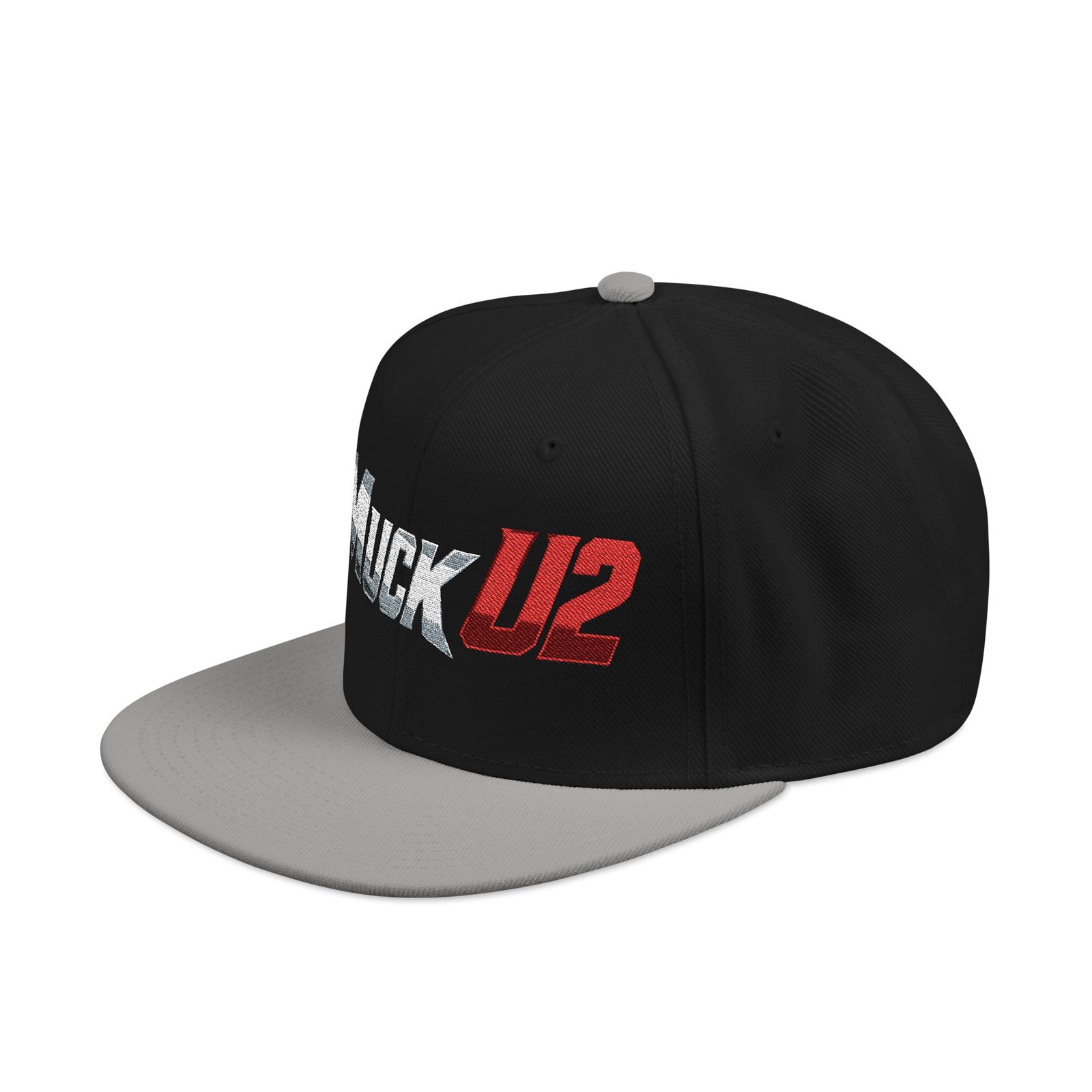 MuckU2 Snapback Poker Cap – Gradient Silver & Red Logo