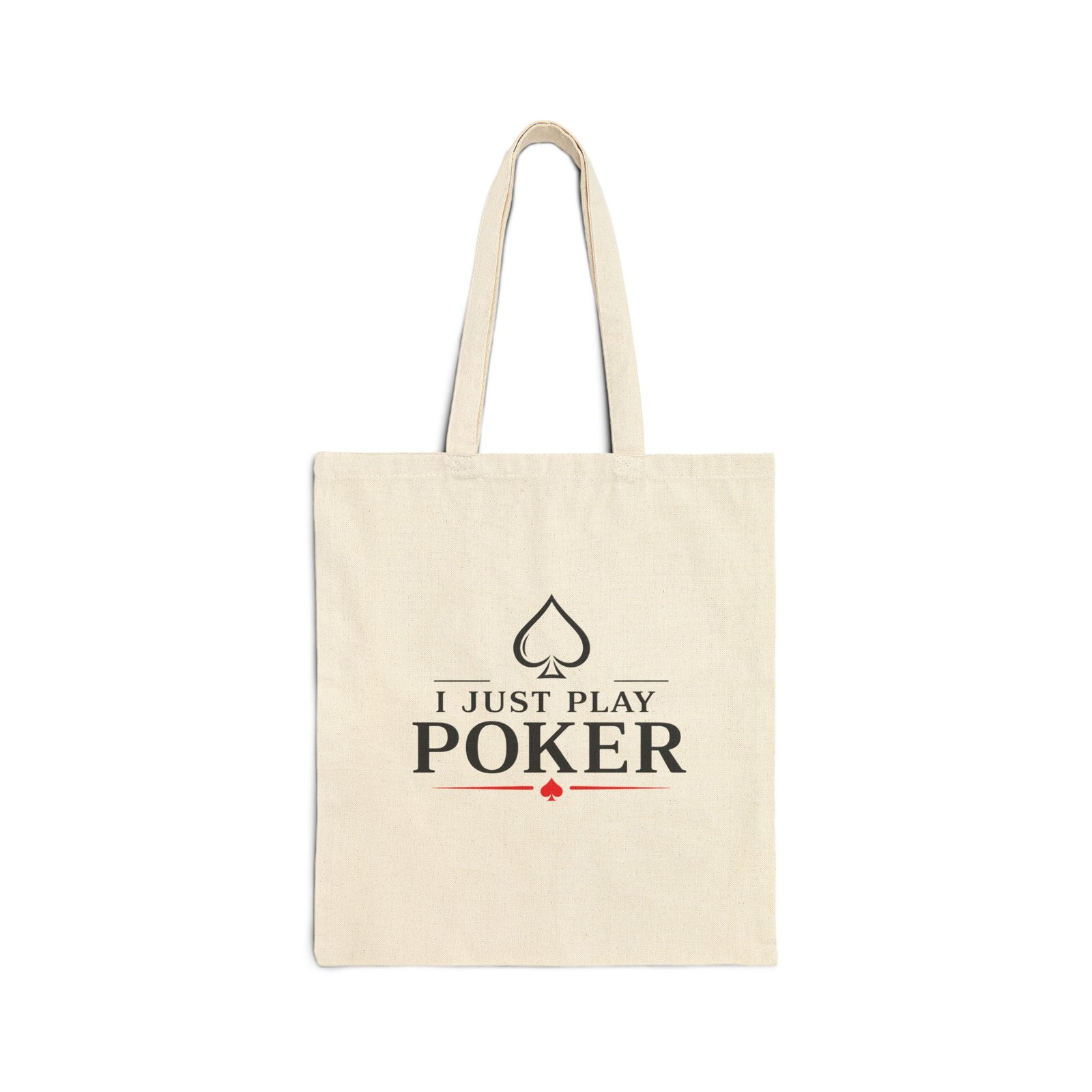 I Just Play Poker Tote Bag – Black & Red Poker Logo