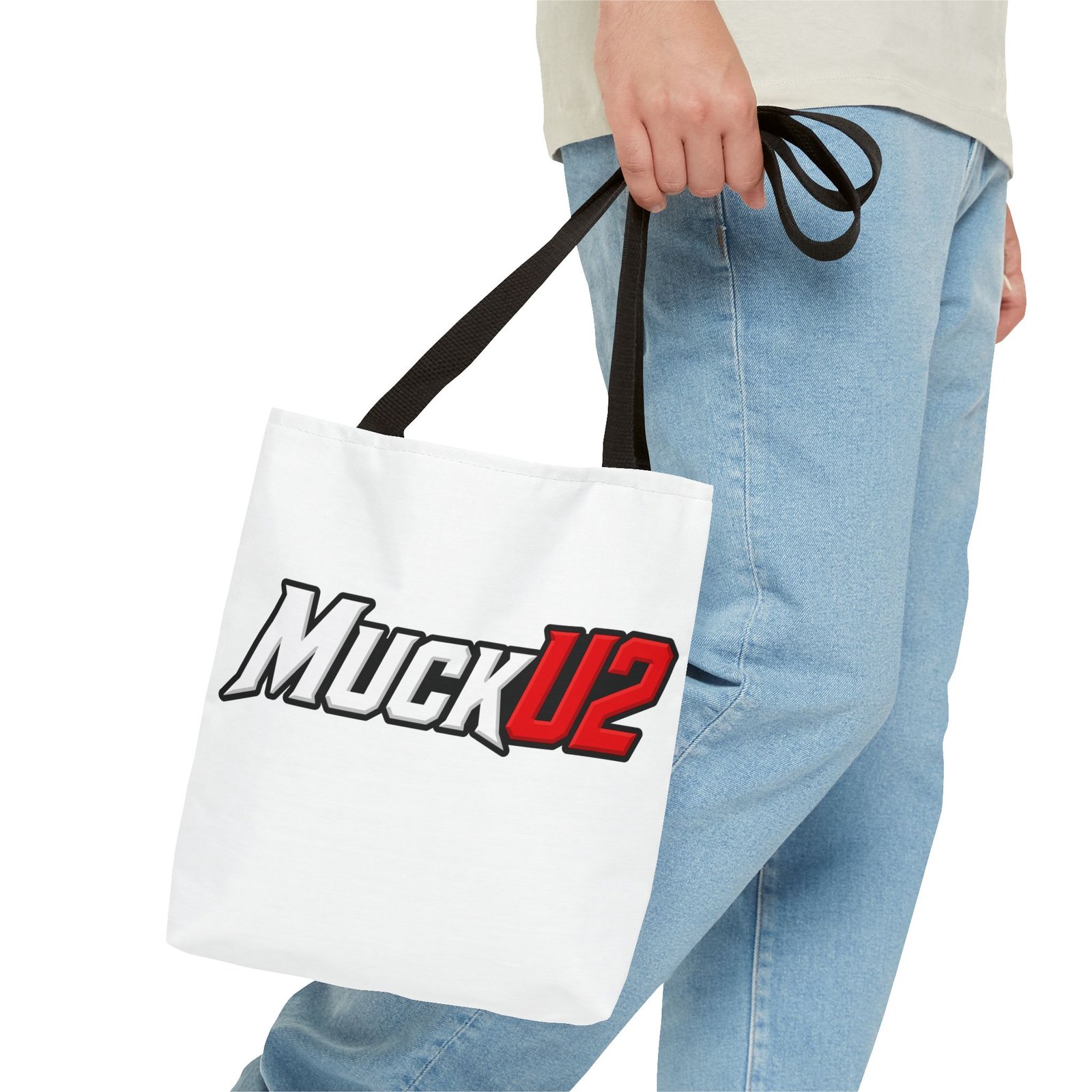 MuckU2 Canvas Tote Bag – White & Red Poker Logo