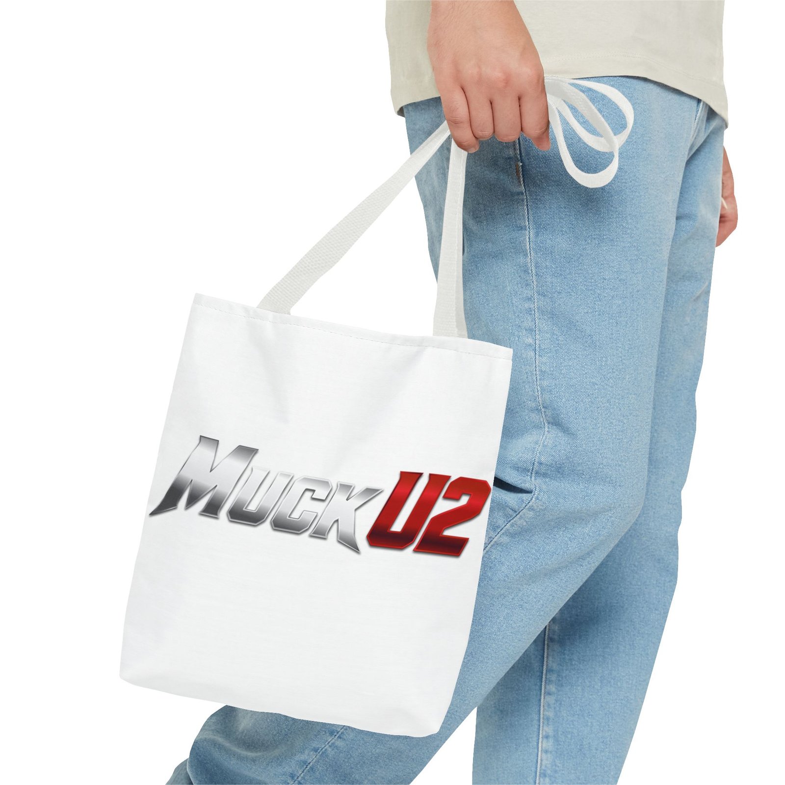MuckU2 Canvas Tote Bag – Silver & Red Poker Logo