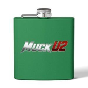 MuckU2 Flask – Silver & Red Logo Poker Flask