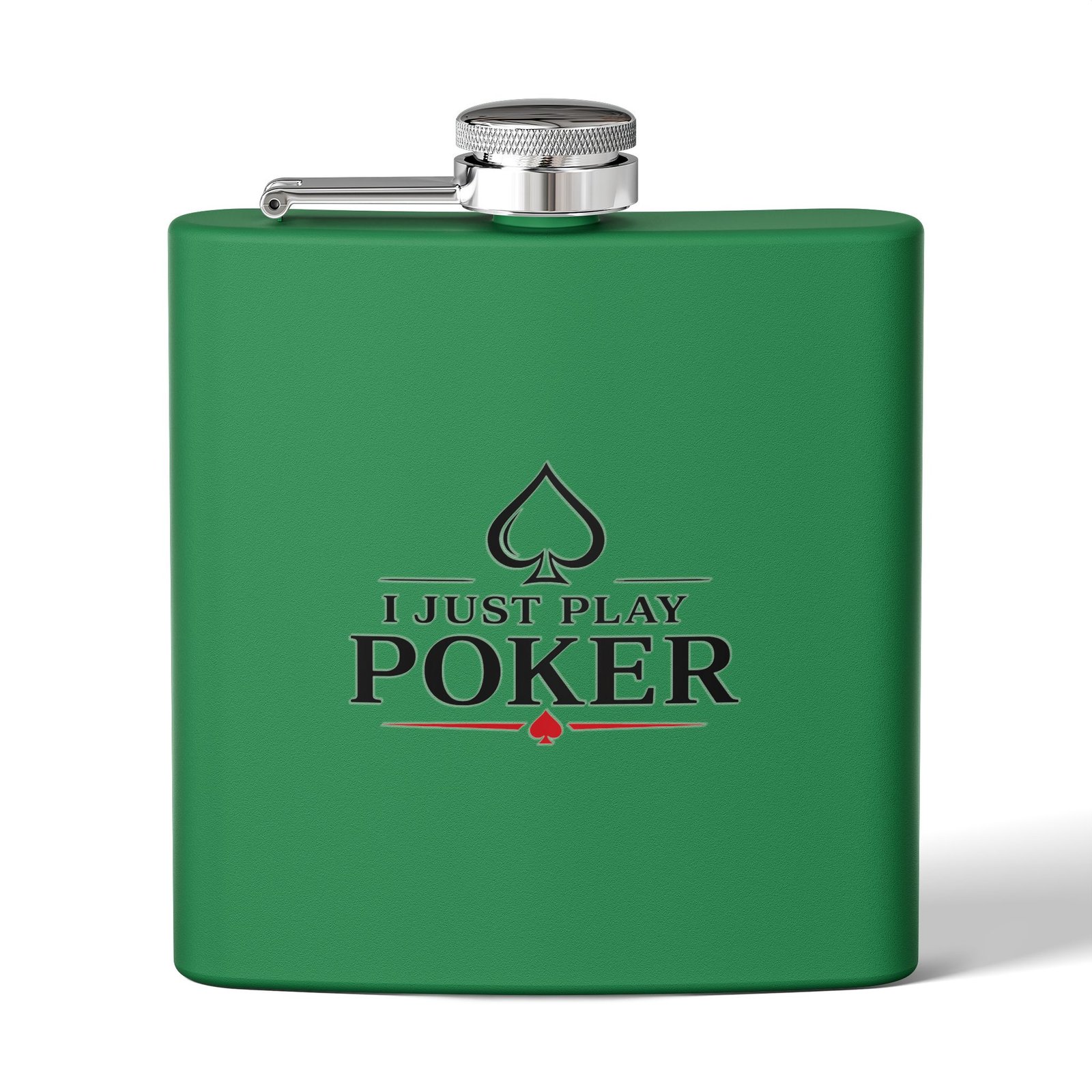 I Just Play Poker Flask – Black & Red Logo