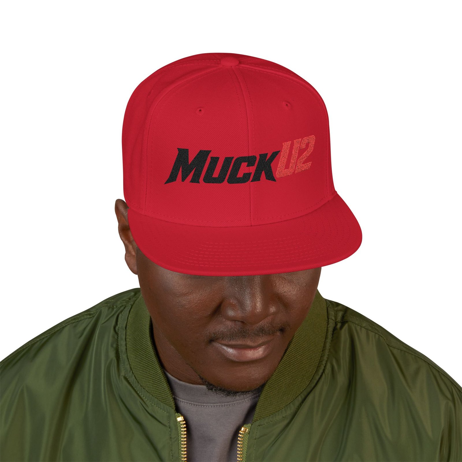 MuckU2 Snapback Poker Cap – Black & Red Logo