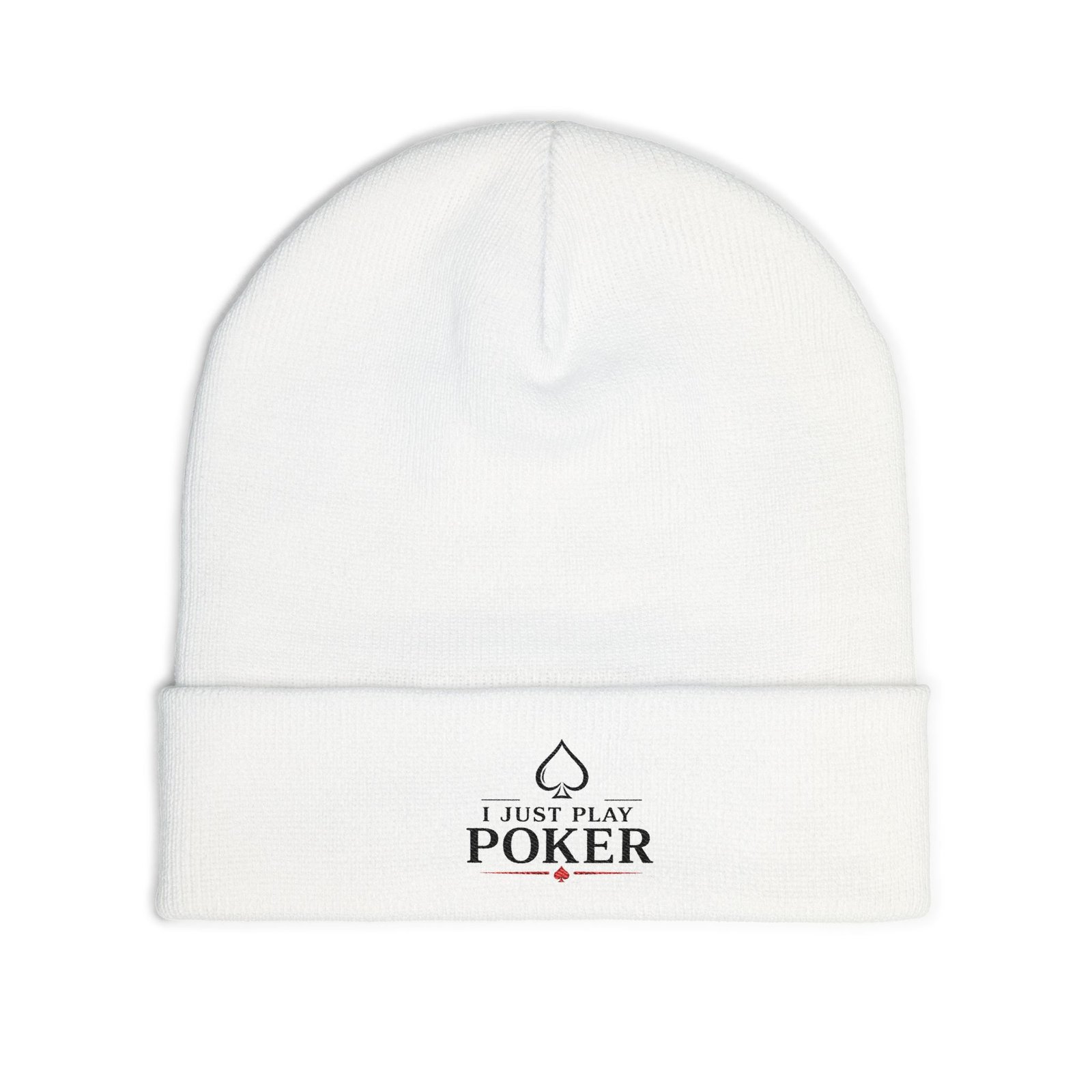 I Just Play Poker Beanie – Black & Red Logo