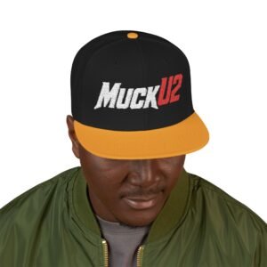 MuckU2 Snapback Poker Cap – White & Red Logo