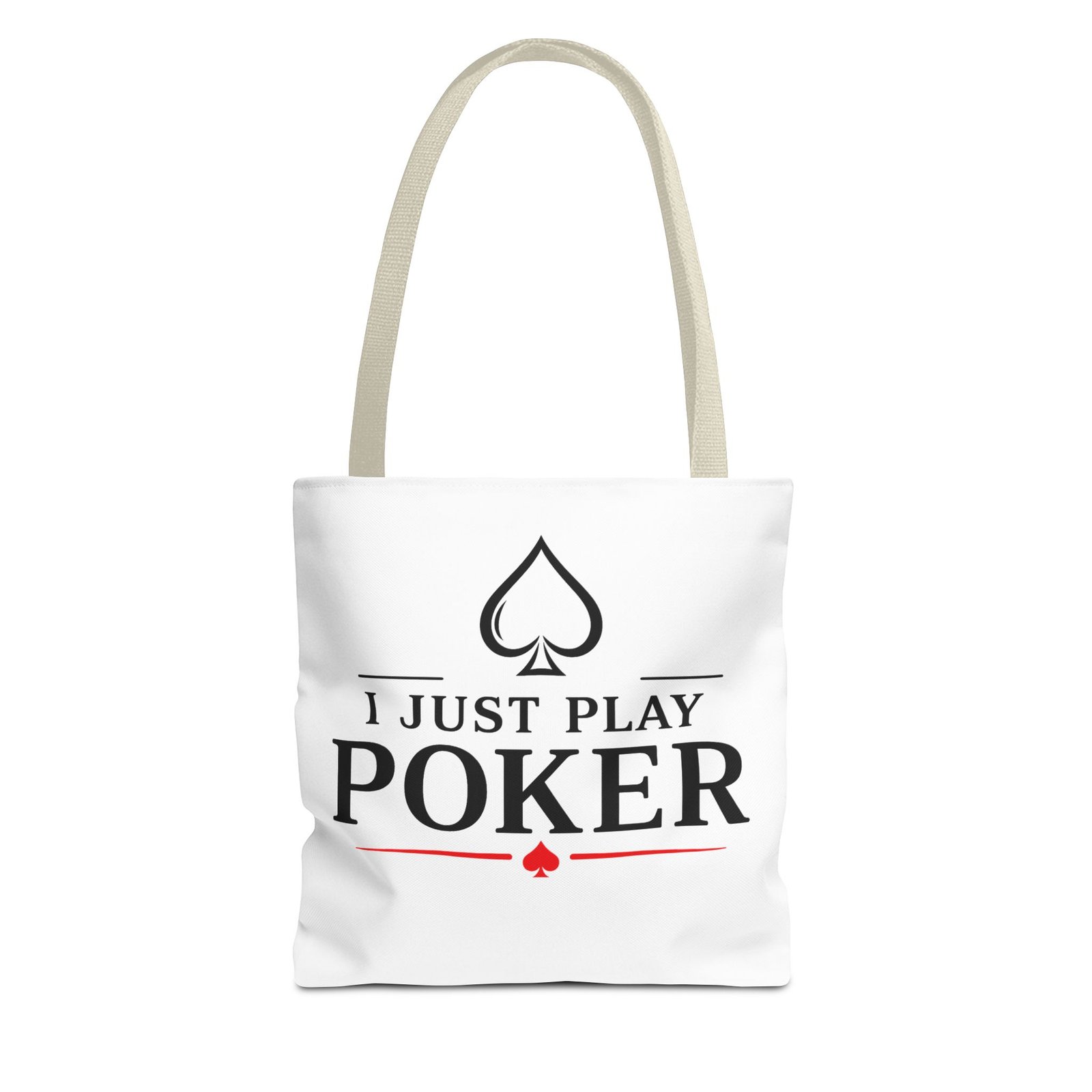 I Just Play Poker Tote Bag – Black & Red Poker Logo