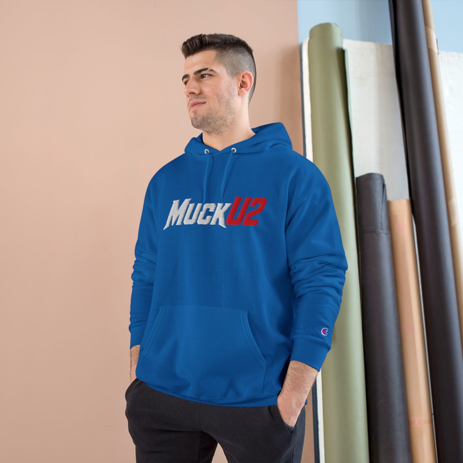 MuckU2 Hoodie – White & Red Logo Poker Pullover