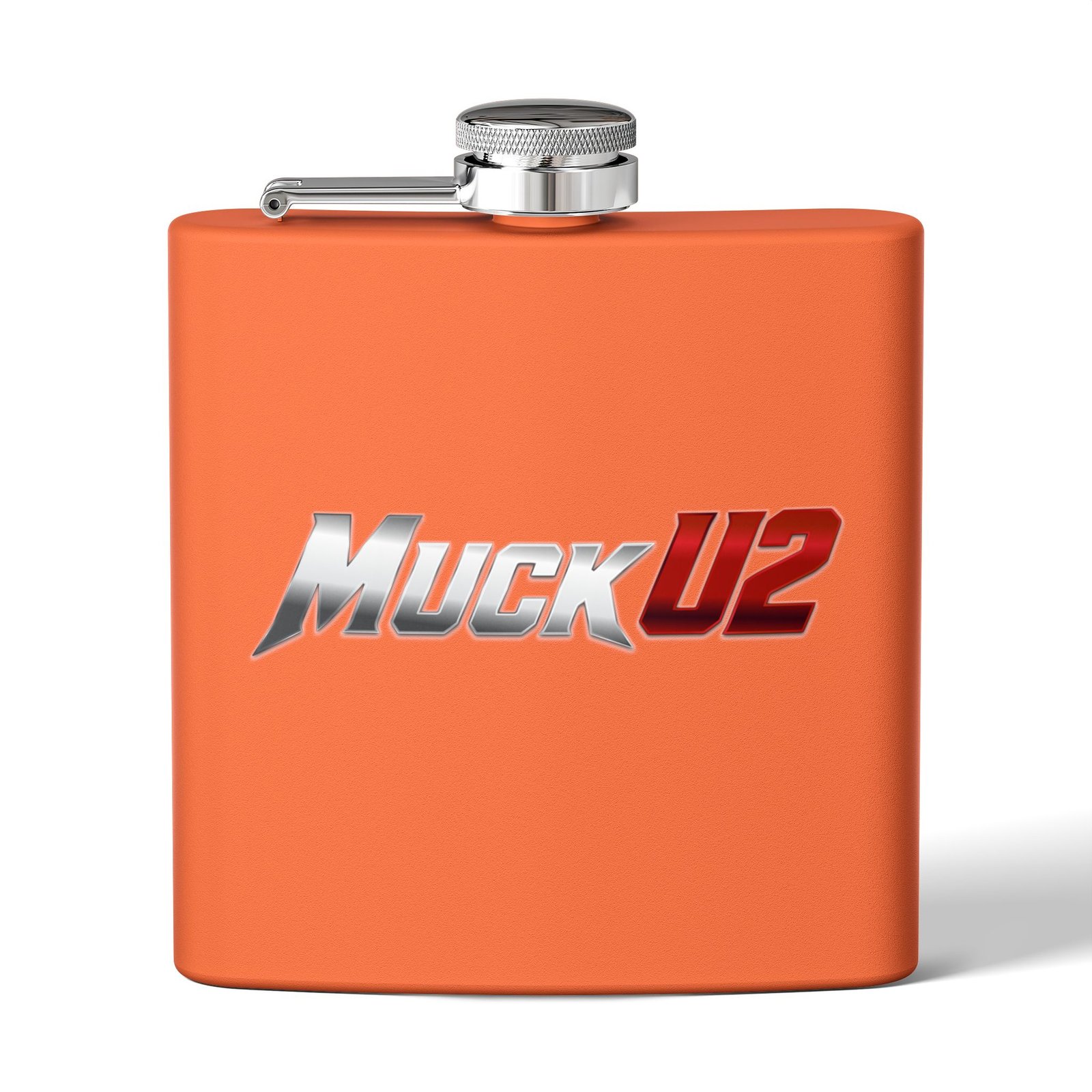 MuckU2 Flask – Silver & Red Logo Poker Flask