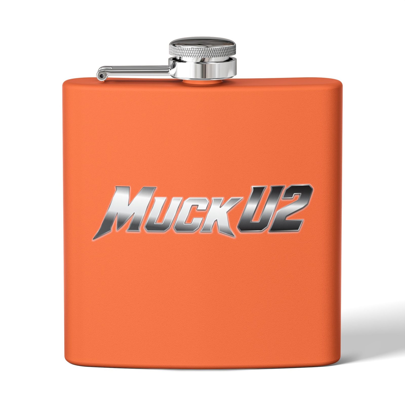 MuckU2 Flask – Silver & Red Logo Poker Flask