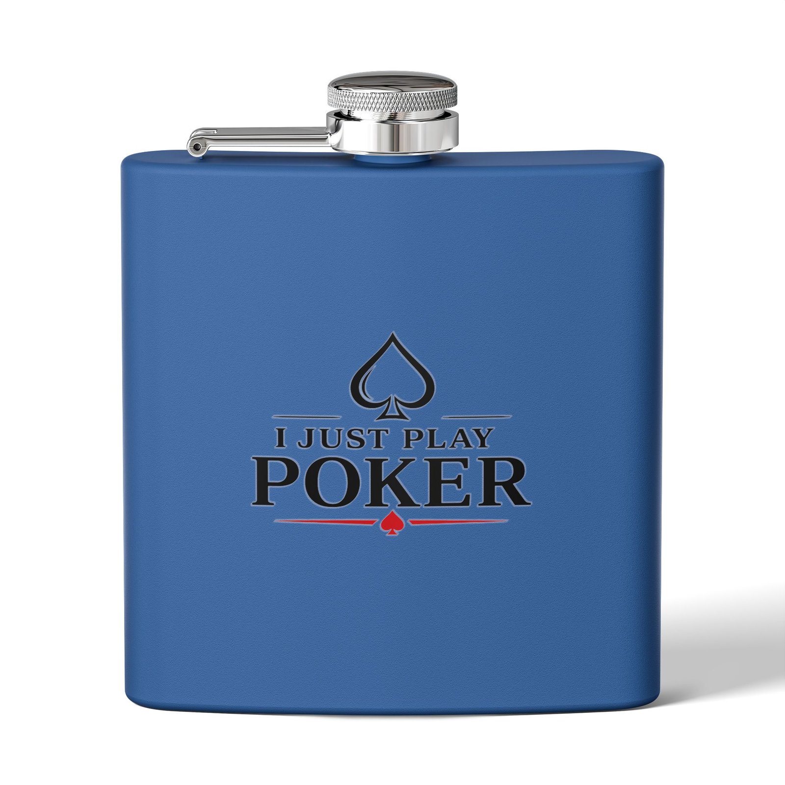 I Just Play Poker Flask – Black & Red Logo