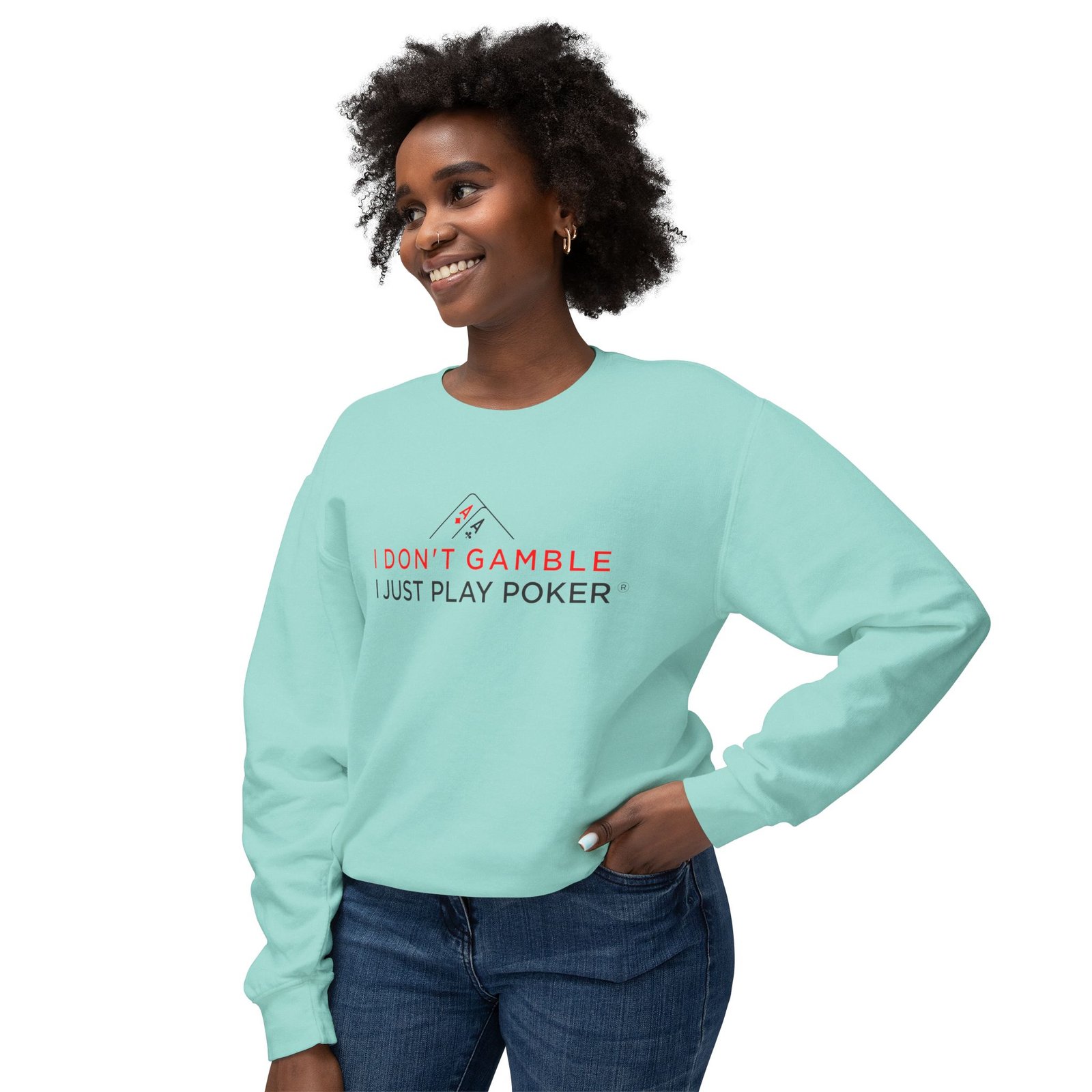 I Don’t Gamble, I Just Play Poker Sweatshirt – Red & Black Poker Crewneck