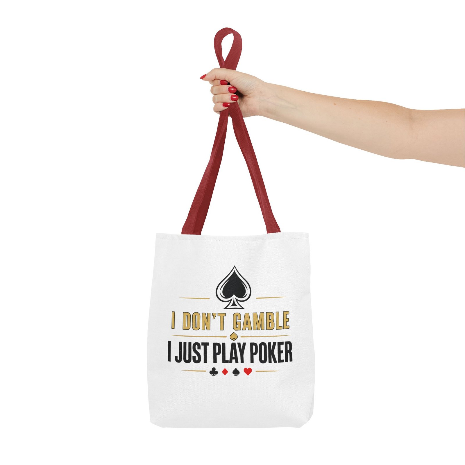 I Don’t Gamble, I Just Play Poker Tote Bag – Gold & Black Logo