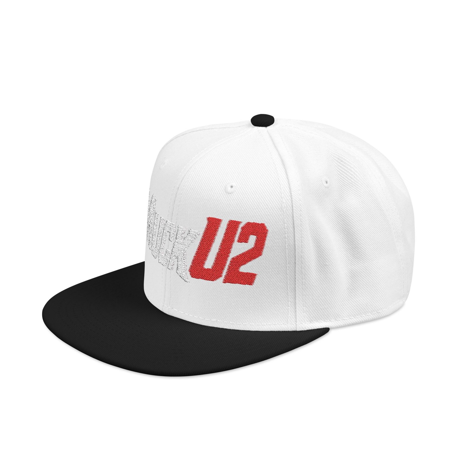 MuckU2 Snapback Poker Cap – White & Red Logo