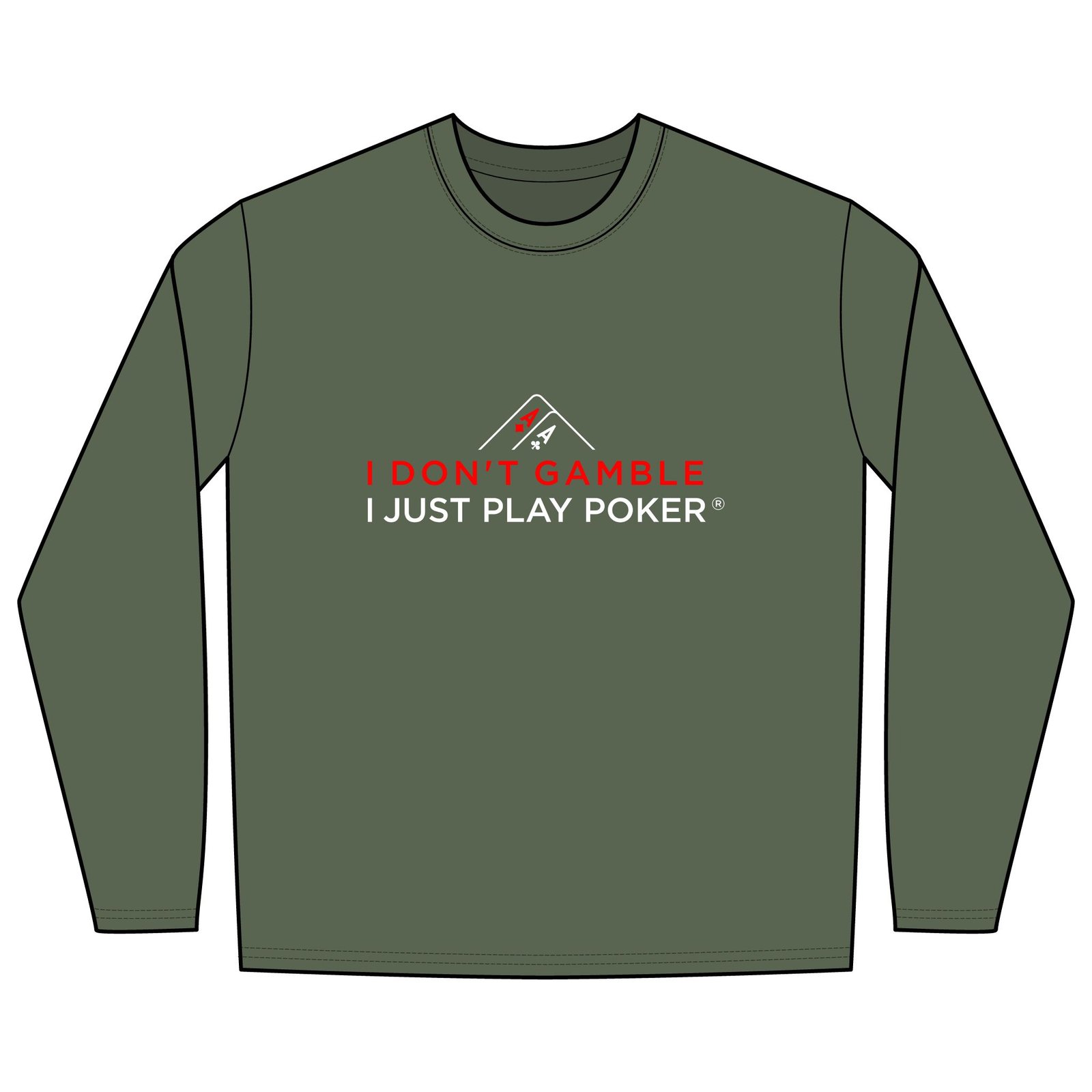 I Don’t Gamble, I Just Play Poker Long Sleeve Shirt – Red & White Poker Graphic Tee