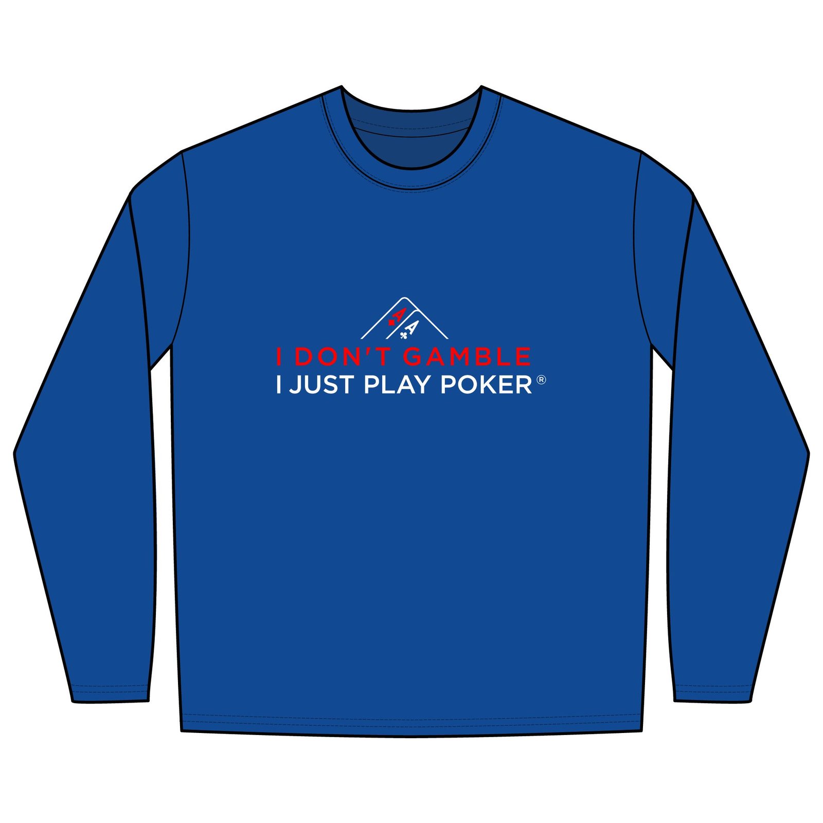 I Don’t Gamble, I Just Play Poker Long Sleeve Shirt – Red & White Poker Graphic Tee
