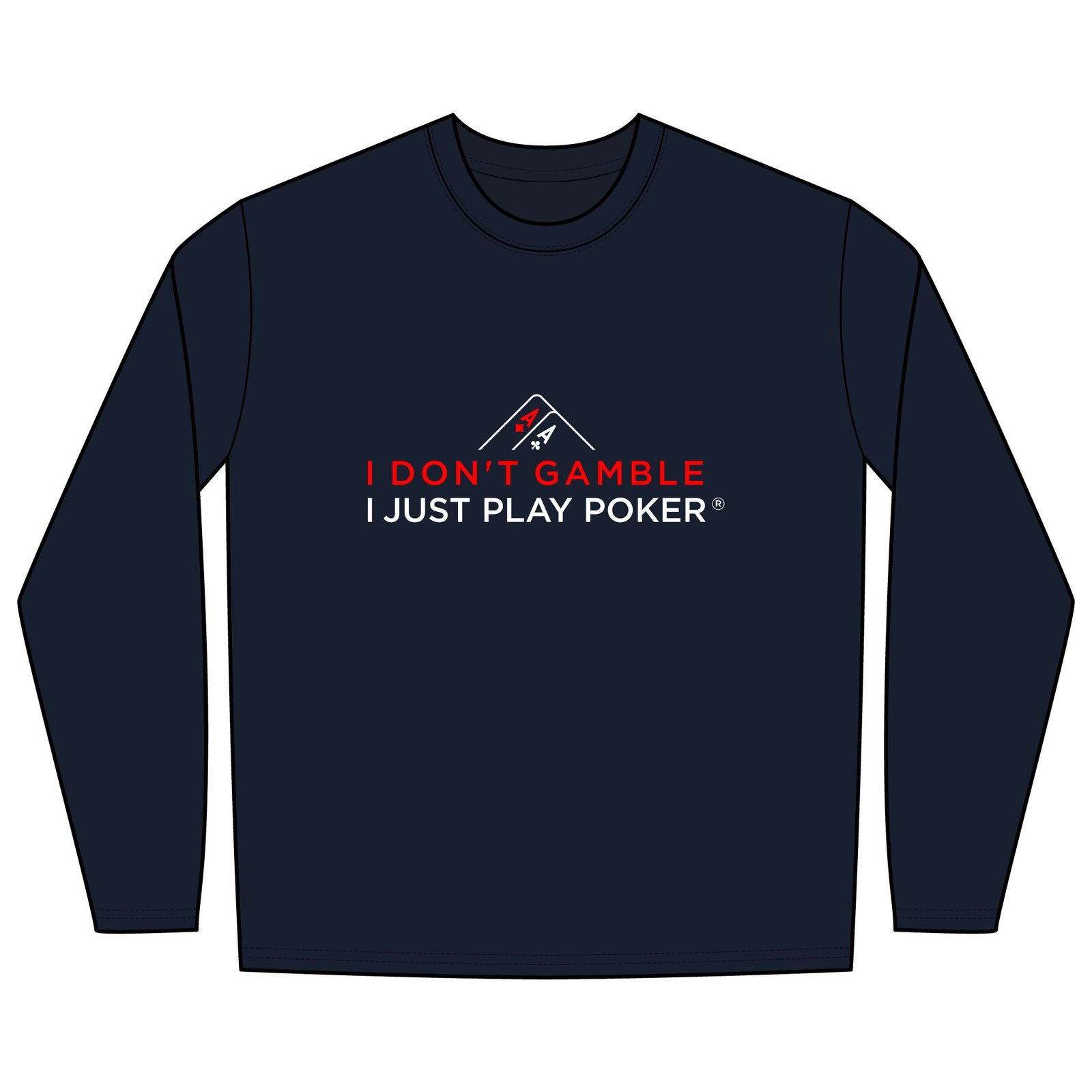 I Don’t Gamble, I Just Play Poker Long Sleeve Shirt – Red & White Poker Graphic Tee