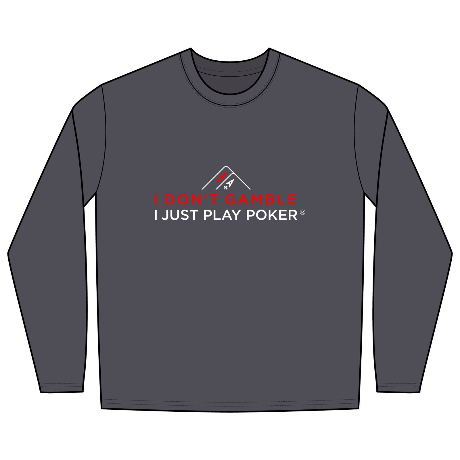 I Don’t Gamble, I Just Play Poker Long Sleeve Shirt – Red & White Poker Graphic Tee