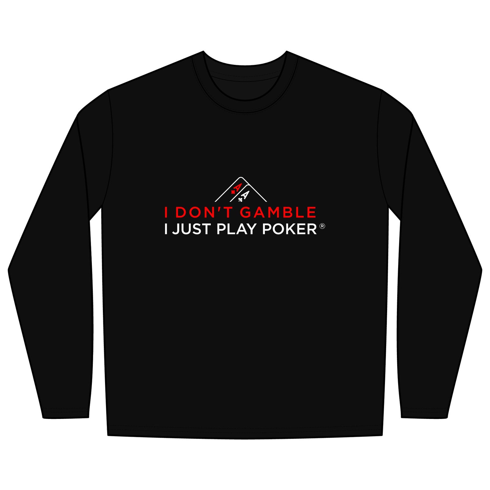 I Don’t Gamble, I Just Play Poker Long Sleeve Shirt – Red & White Poker Graphic Tee