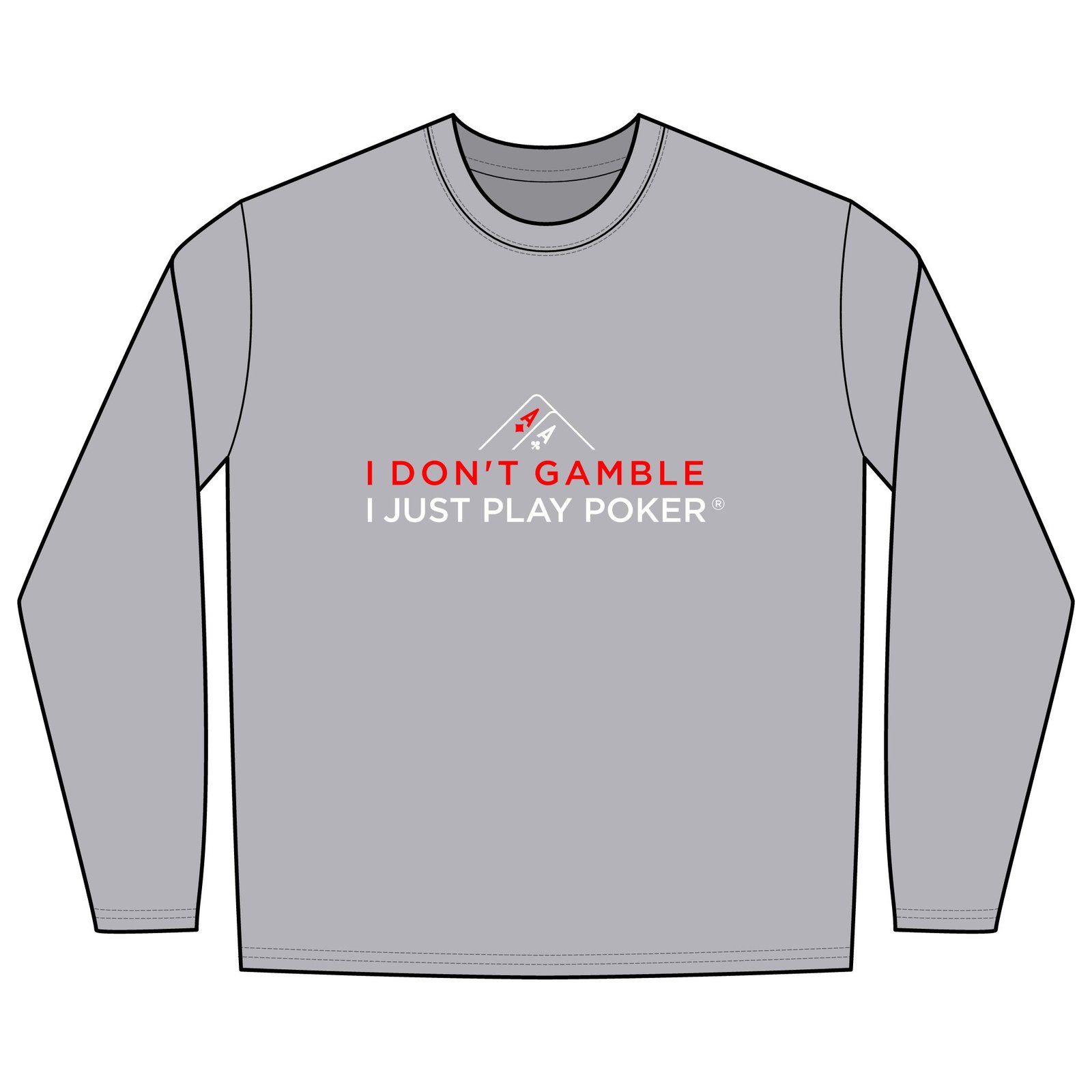 I Don’t Gamble, I Just Play Poker Long Sleeve Shirt – Red & White Poker Graphic Tee