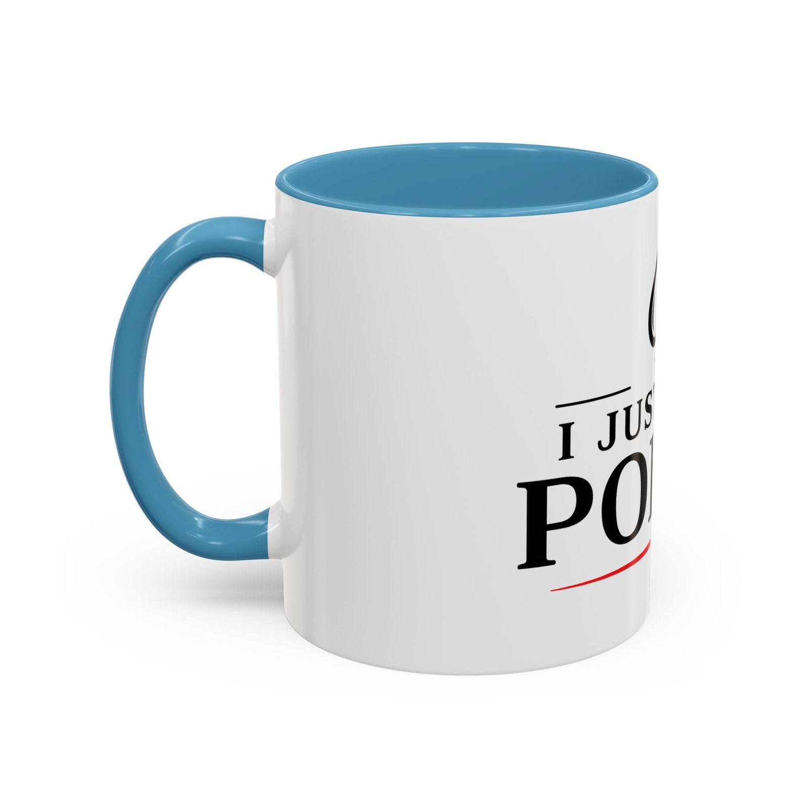 I Just Play Poker White Mug – Black & Red Logo