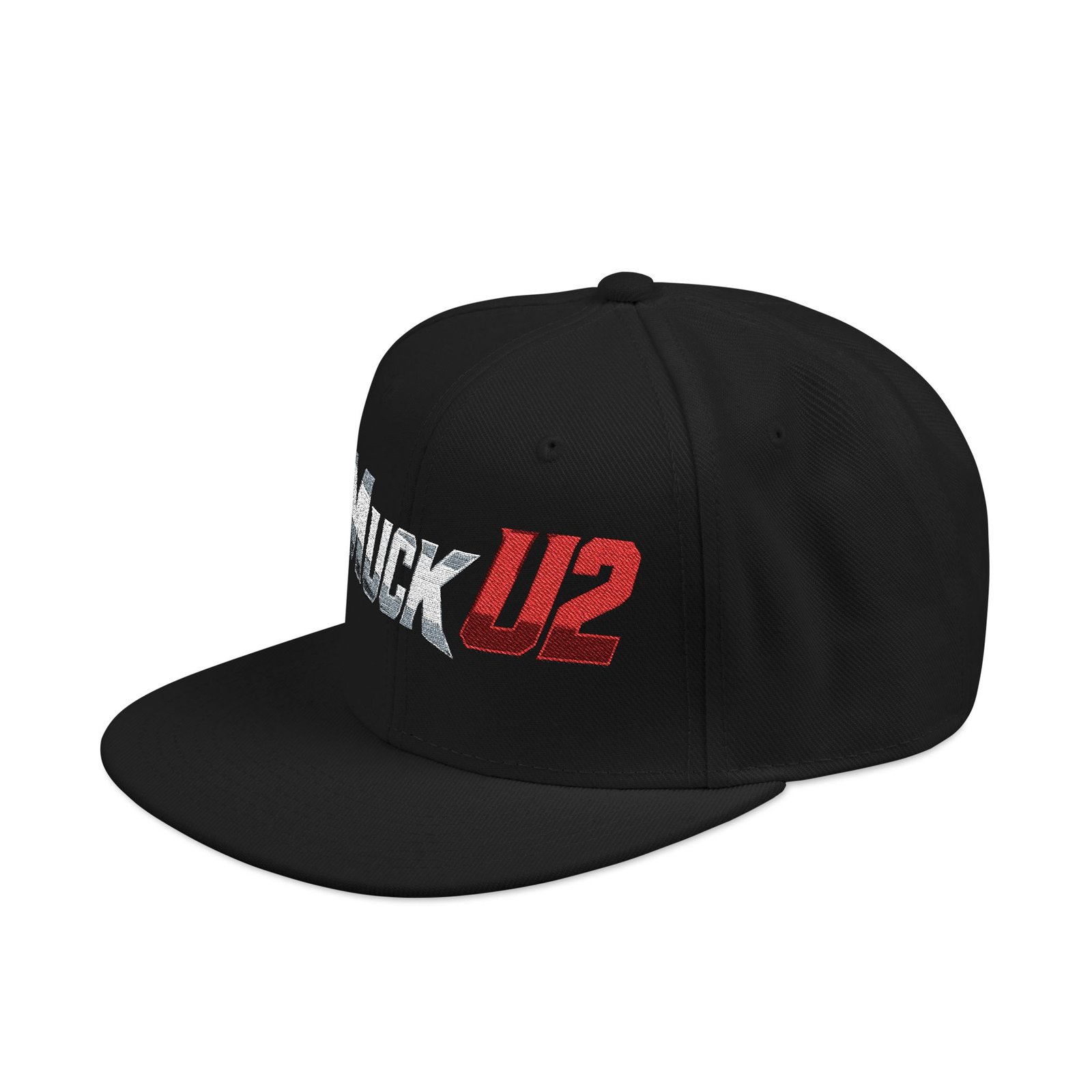 MuckU2 Snapback Poker Cap – Gradient Silver & Red Logo