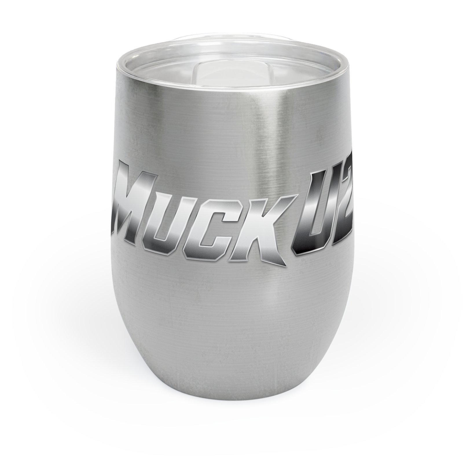 MuckU2 Wine Tumbler – Gradient Silver Poker Logo