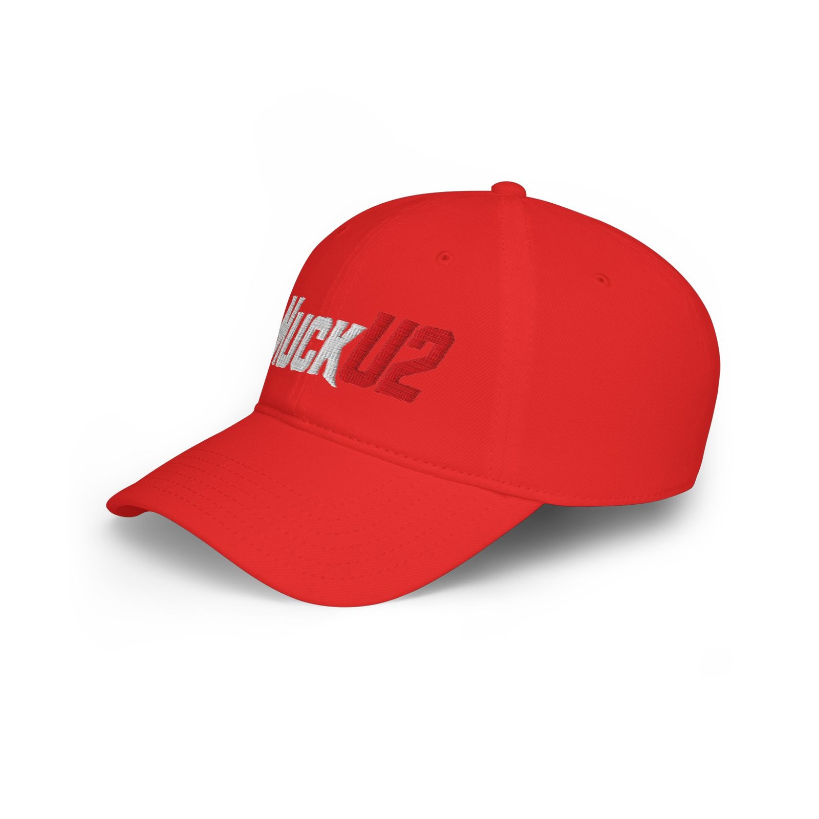 MuckU2 Poker Cap – White & Red Embroidered Baseball Hat
