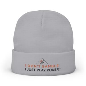 I Don’t Gamble, I Just Play Poker Beanie – Red & Black Logo