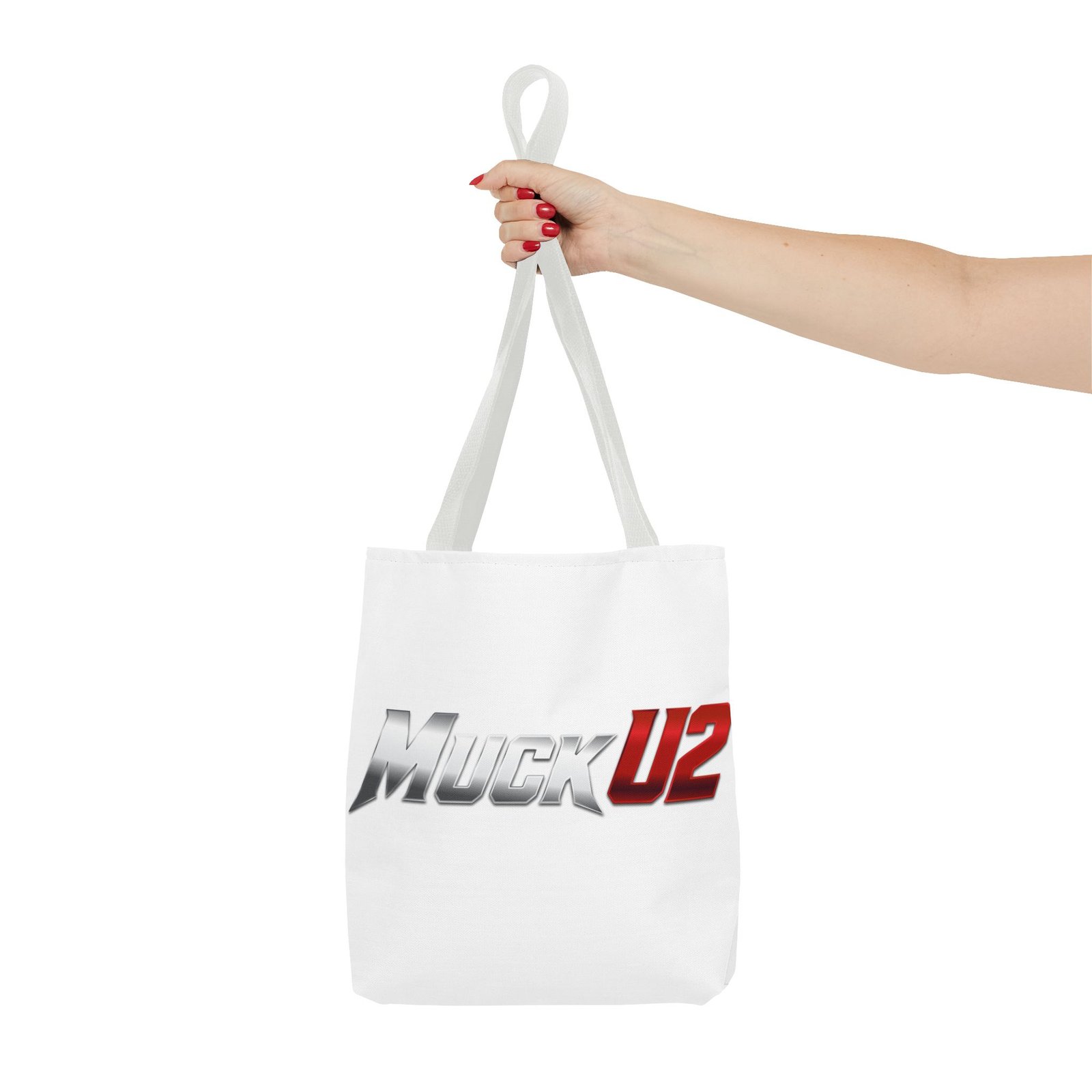 MuckU2 Canvas Tote Bag – Silver & Red Poker Logo