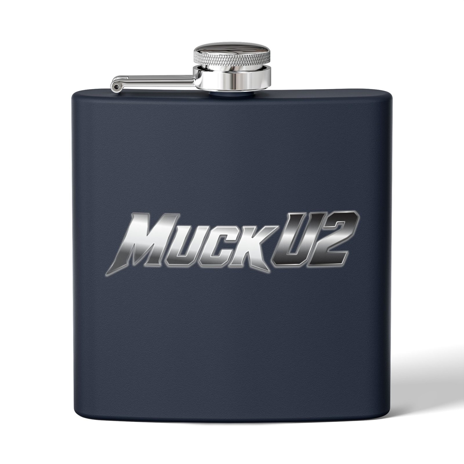 MuckU2 Flask – Silver & Red Logo Poker Flask