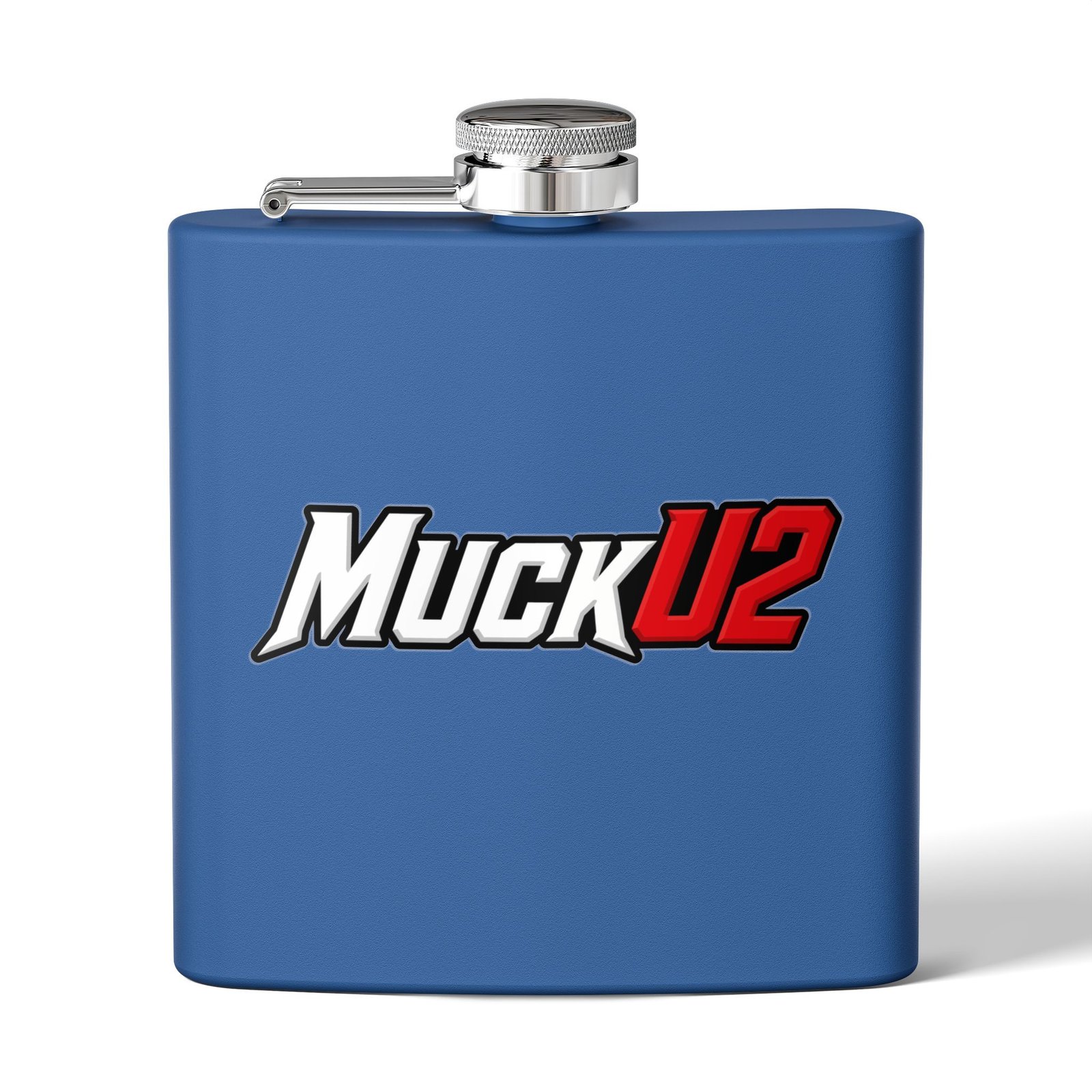 MuckU2 Flask – White & Red Logo Poker Flask
