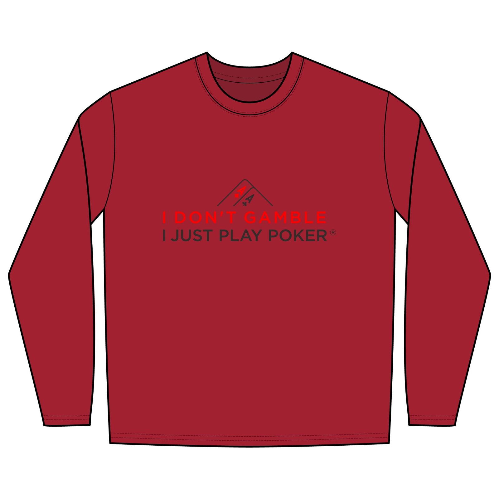 I Don’t Gamble, I Just Play Poker Long Sleeve Shirt – Red & Black Poker Graphic Tee