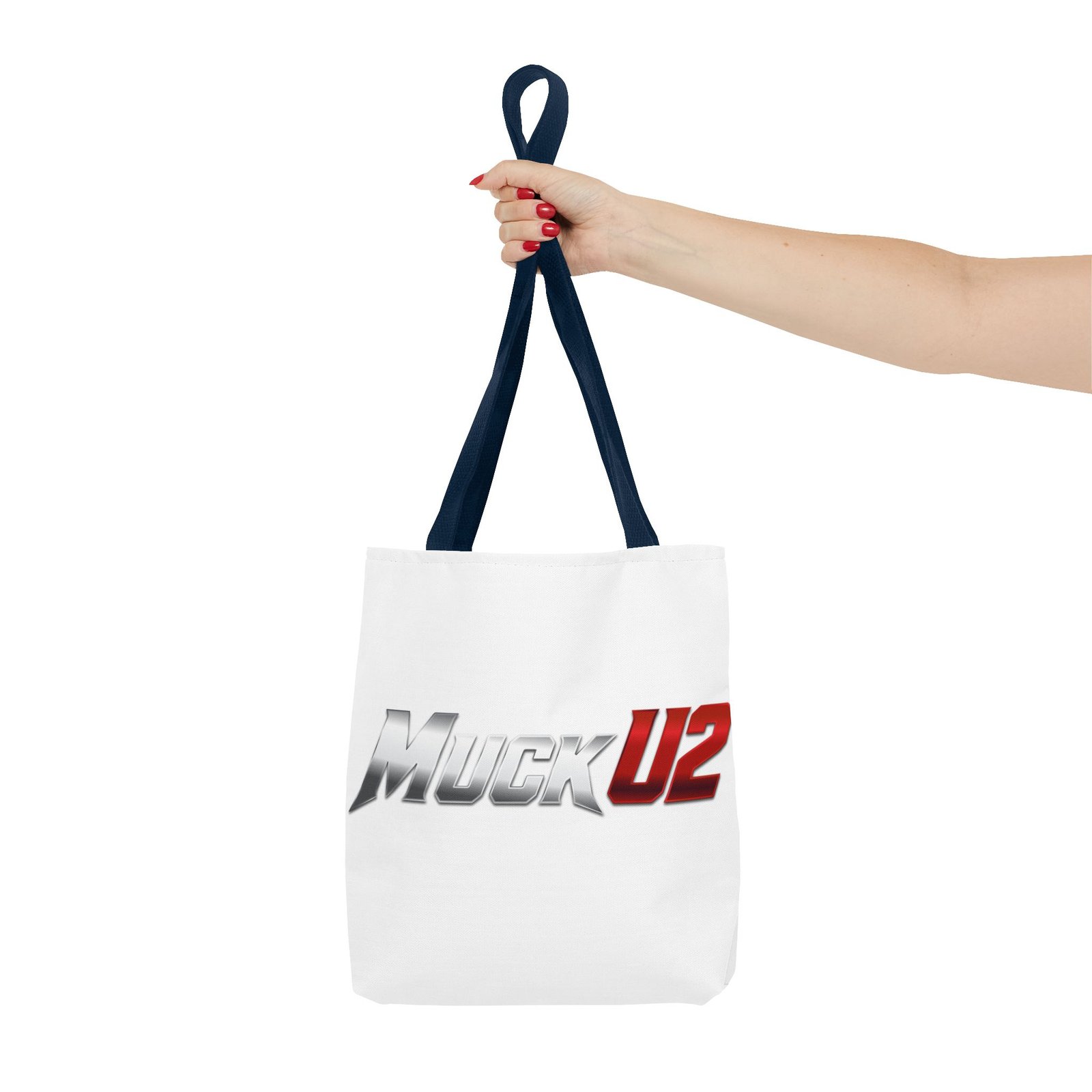 MuckU2 Canvas Tote Bag – Silver & Red Poker Logo