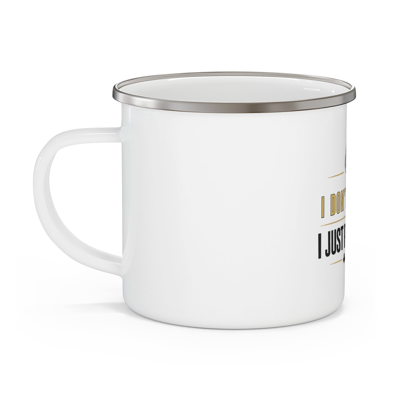 I Don’t Gamble, I Just Play Poker Enamel Mug – Gold & Black Poker Logo