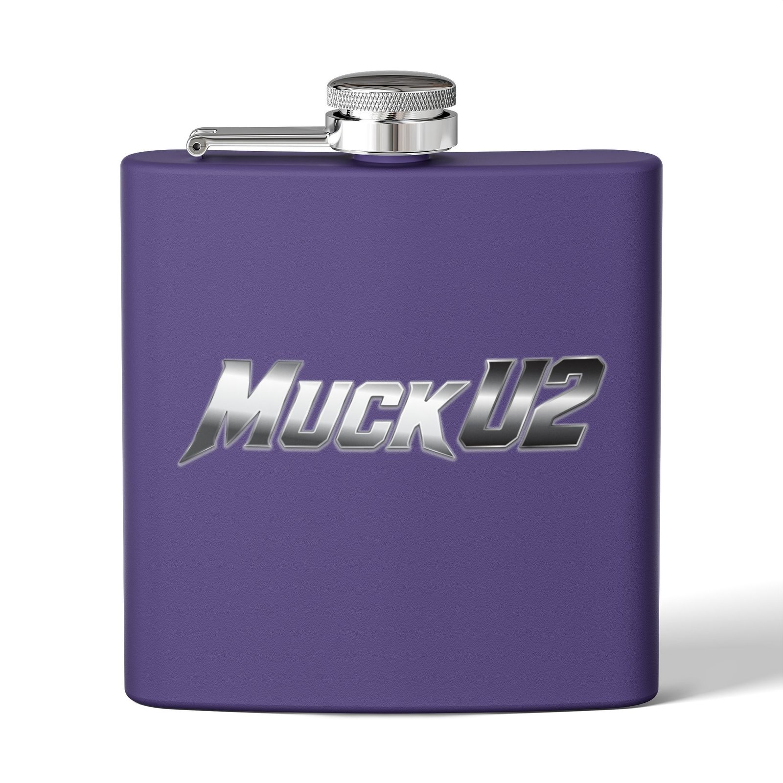 MuckU2 Flask – Silver & Red Logo Poker Flask