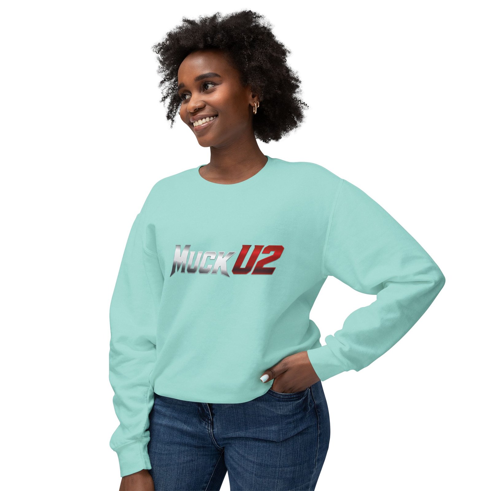 MuckU2 Sweatshirt – Silver & Red Logo Poker Crewneck