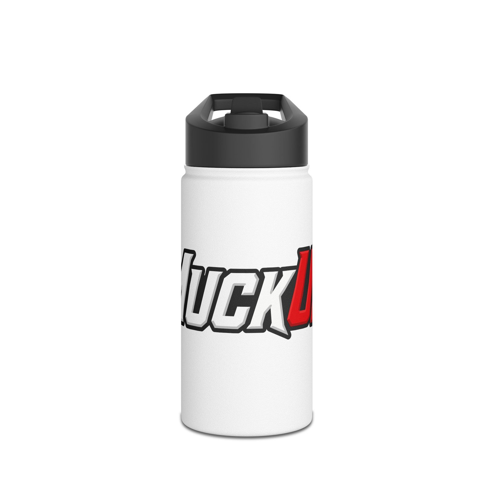 MuckU2 Stainless Steel Water Bottle – White & Red Poker Logo