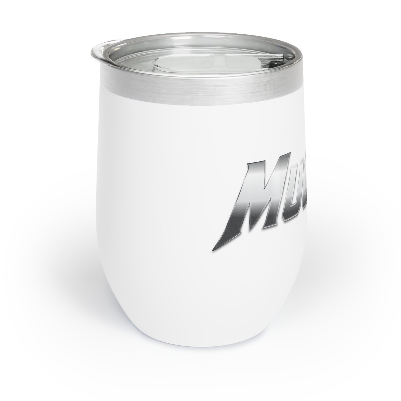 MuckU2 Wine Tumbler – Gradient Silver & Red Poker Logo