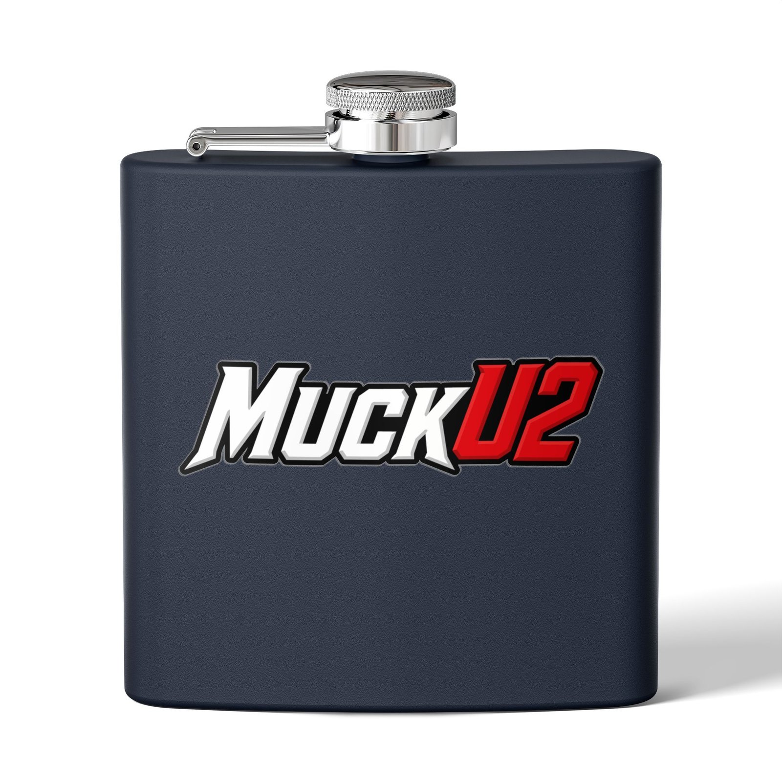 MuckU2 Flask – White & Red Logo Poker Flask