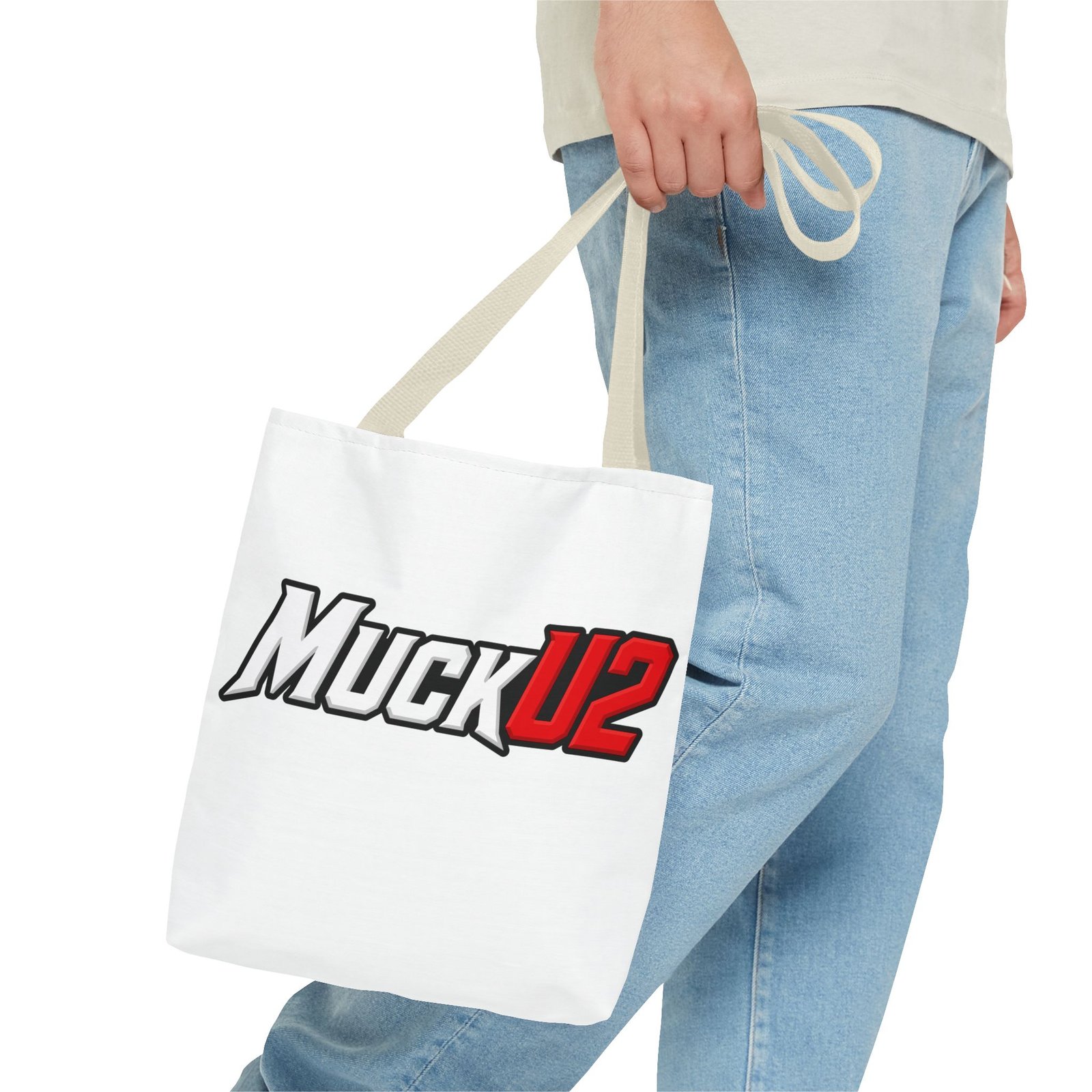 MuckU2 Canvas Tote Bag – White & Red Poker Logo