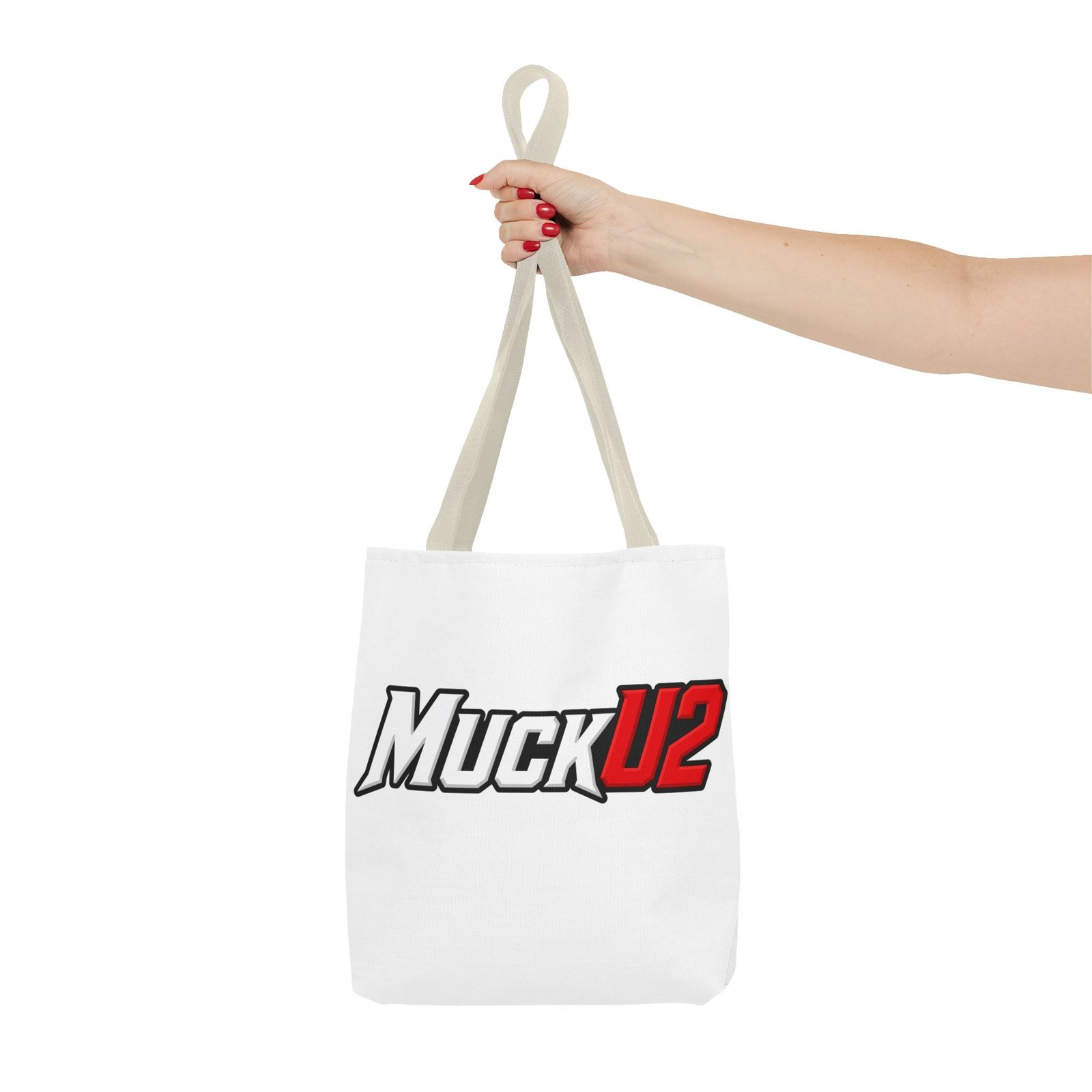 MuckU2 Canvas Tote Bag – White & Red Poker Logo