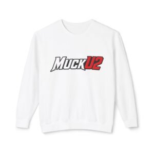 MuckU2 Sweatshirt – White & Red Logo Poker Crewneck