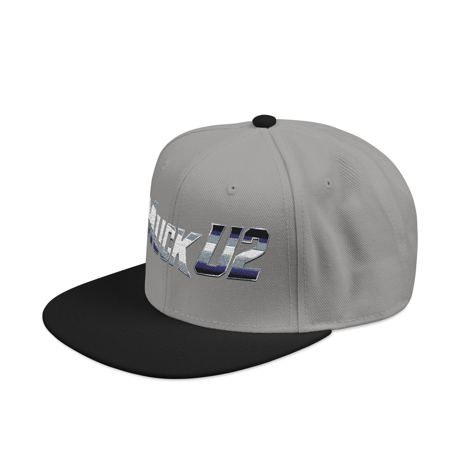 MuckU2 Snapback Poker Cap – Gradient Silver & Blue Logo